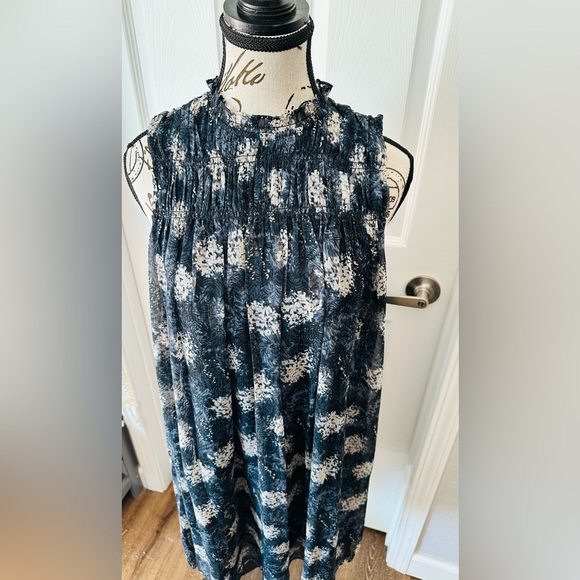 Sleeveless Mock Neck Smocked Midi Dress by Joie - Picture 2 of 12